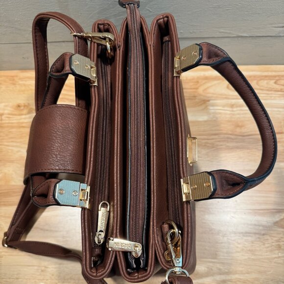 NWOT Women's Dasein Brown Vegan Leather Crossbody / Satchel bag Adjustable Strap - Picture 9 of 14